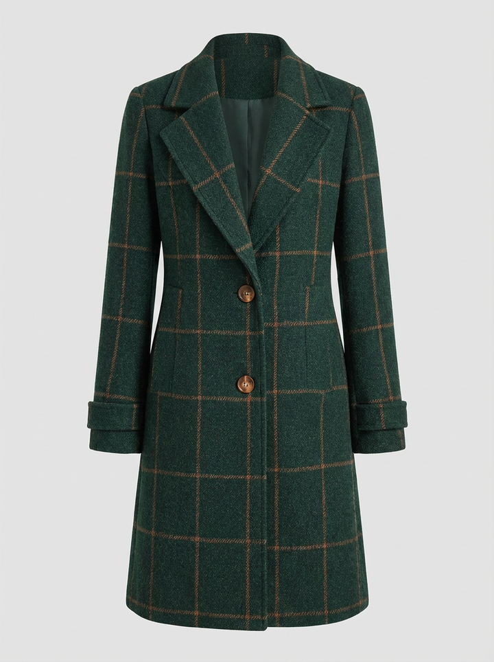 Women's Retro Lapel Plaid Tweed Coat