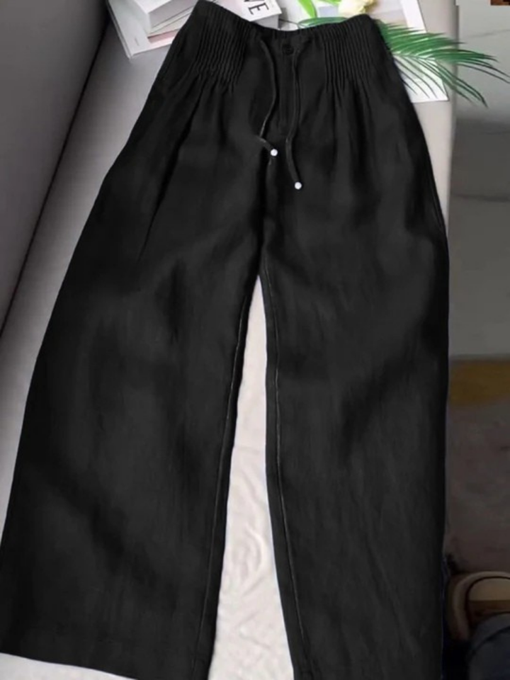 Camille | Wide-leg Pants in Cotton and Linen Blend
