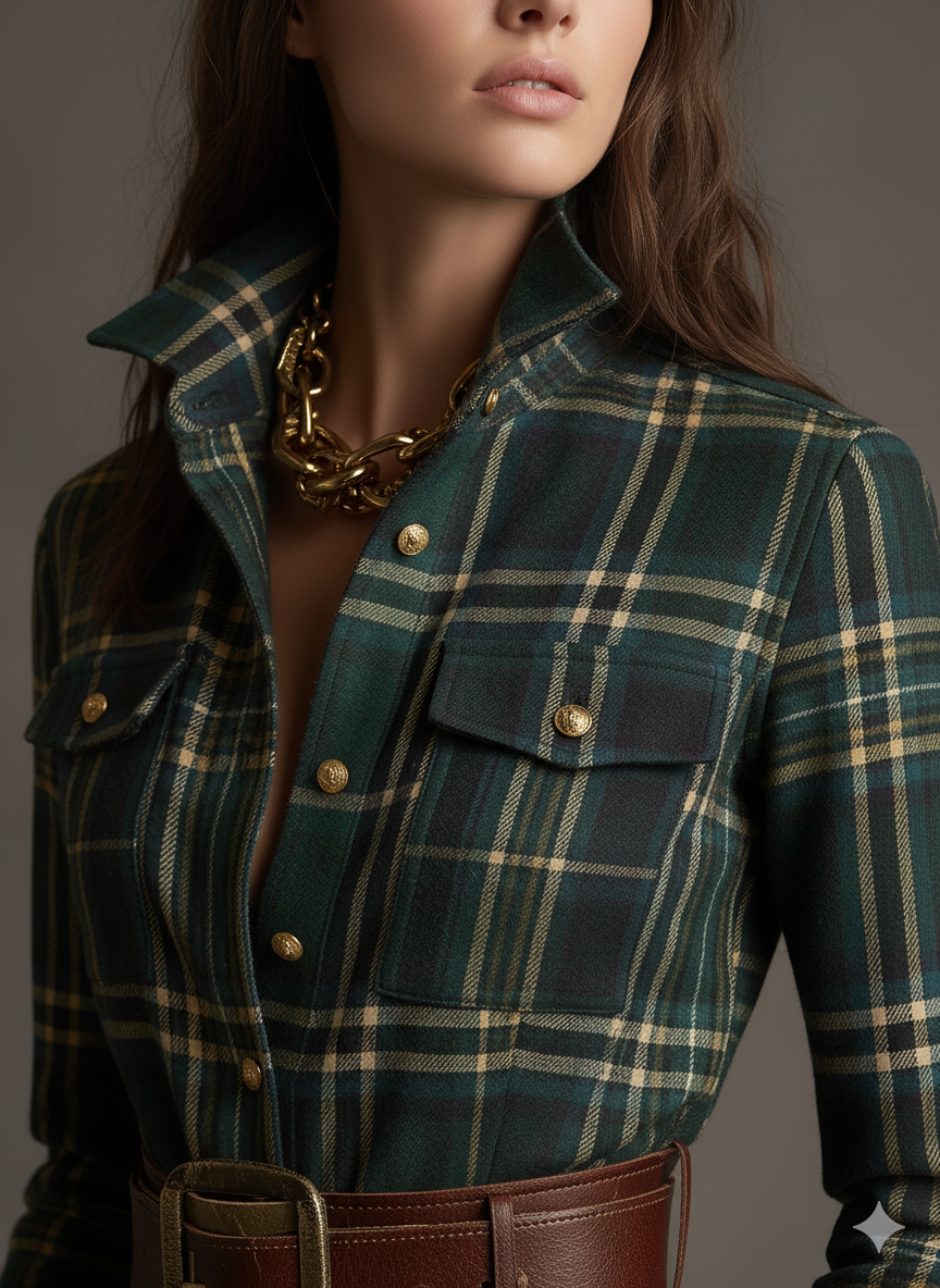 Giulietta - Maxi Check Shirt Dress with Belt