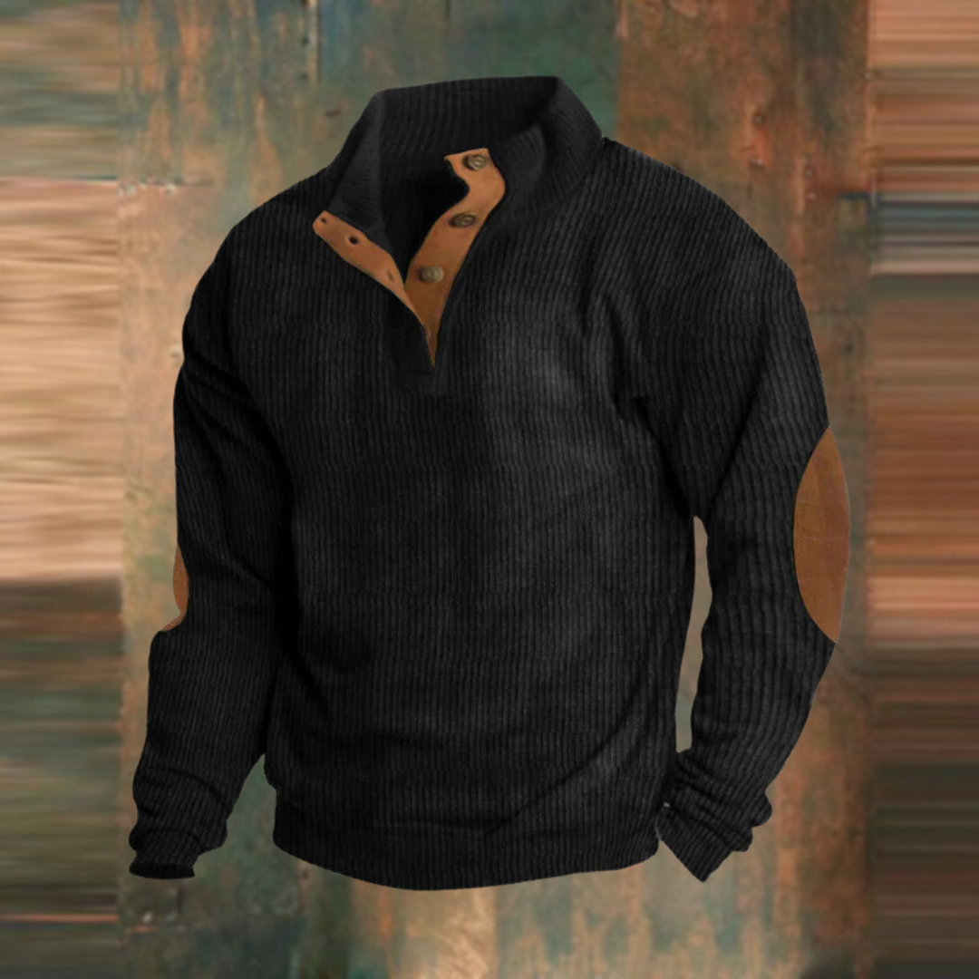 Casual Sweatshirt with High Collar and Long Sleeves