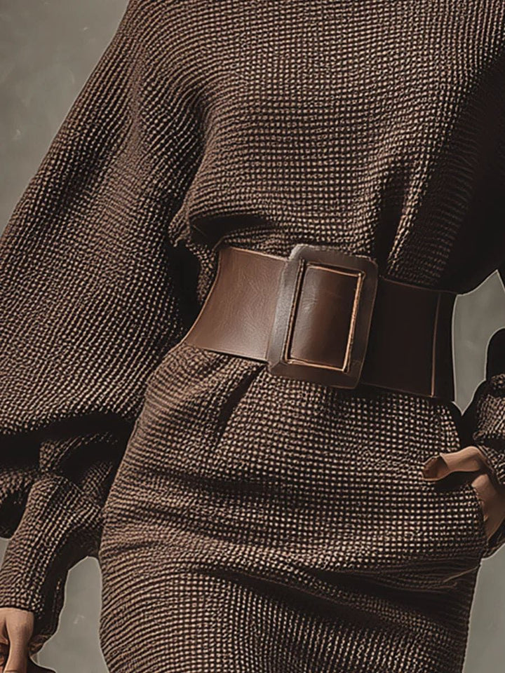 CLÉA | Short Knit Dress with Structured Belt