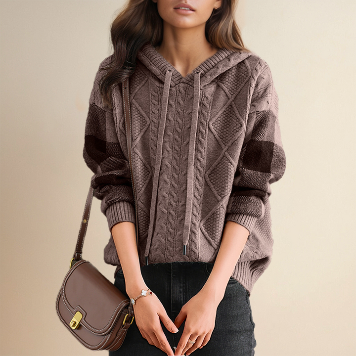 Emily | Cable Knit Hoodie Sweater