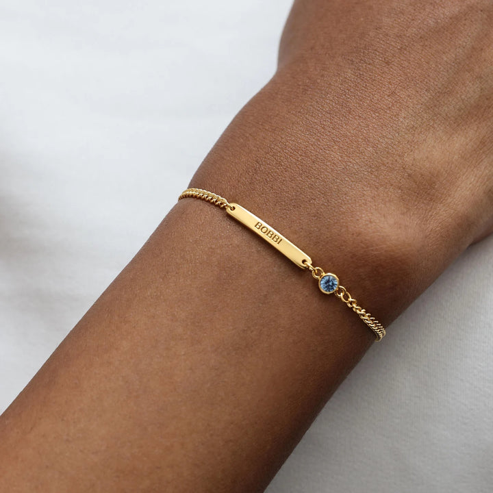 TIMELESS NAME AND BIRTHSTONE BRACELET